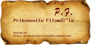 Prikosovits Filoméla névjegykártya